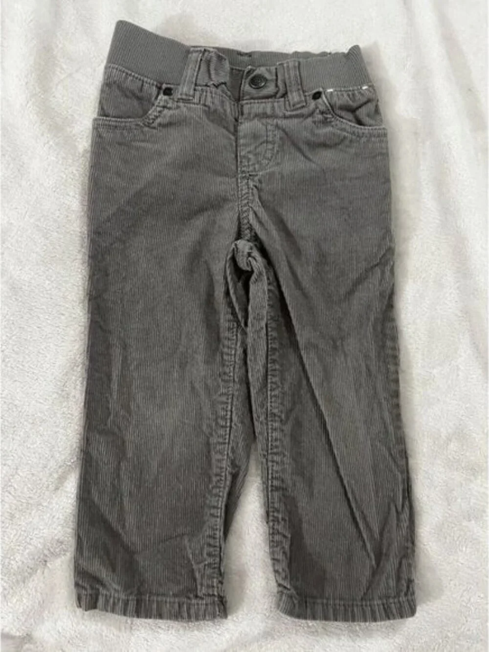 Gymboree Boys‎ Corduroy Pants Size 18-24 Months Gray Elastic Waist Grey